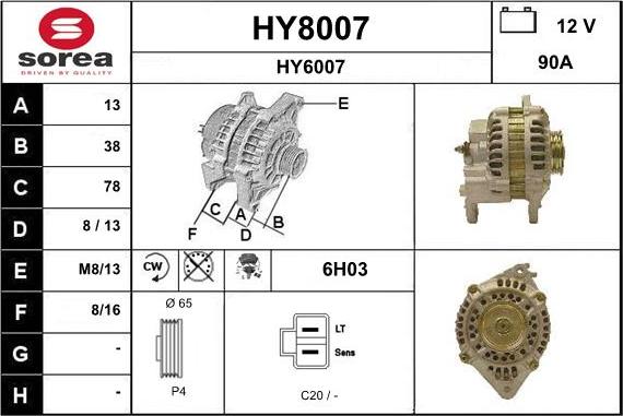 SNRA HY8007 - Генератор vvparts.bg