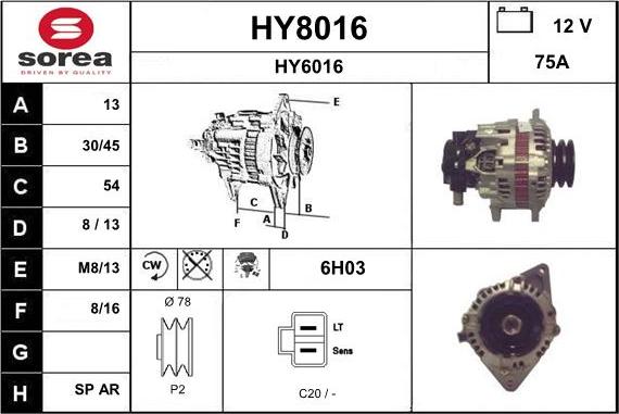 SNRA HY8016 - Генератор vvparts.bg