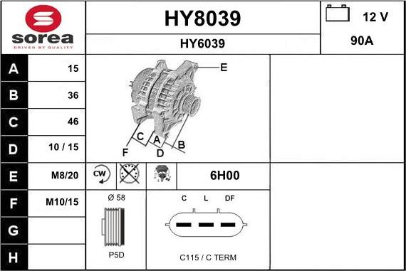 SNRA HY8039 - Генератор vvparts.bg