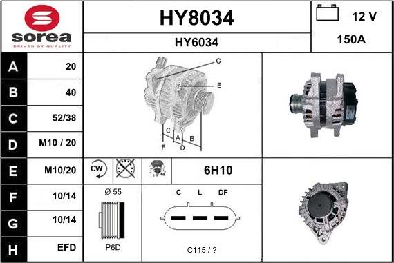 SNRA HY8034 - Генератор vvparts.bg