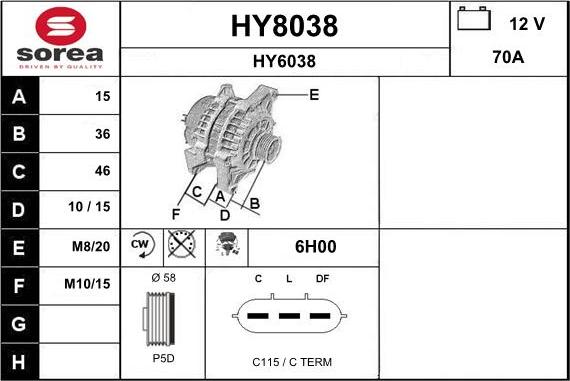 SNRA HY8038 - Генератор vvparts.bg