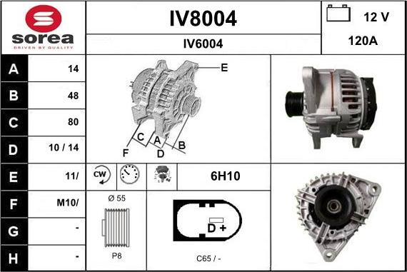 SNRA IV8004 - Генератор vvparts.bg