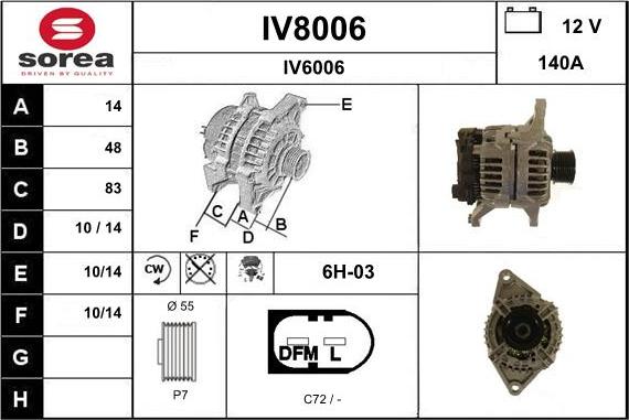 SNRA IV8006 - Генератор vvparts.bg