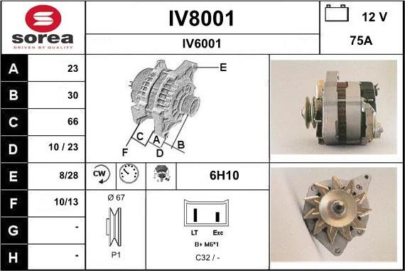 SNRA IV8001 - Генератор vvparts.bg