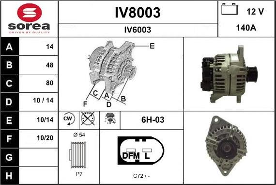 SNRA IV8003 - Генератор vvparts.bg