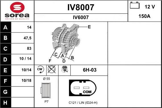 SNRA IV8007 - Генератор vvparts.bg