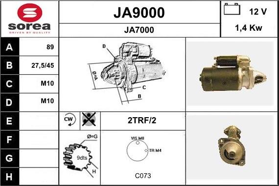 SNRA JA9000 - Стартер vvparts.bg