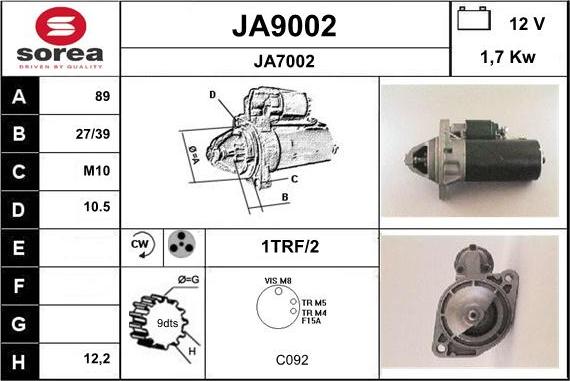 SNRA JA9002 - Стартер vvparts.bg