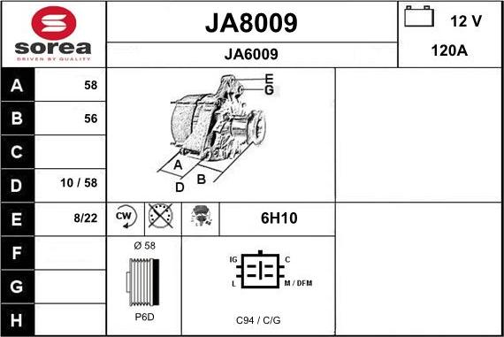 SNRA JA8009 - Генератор vvparts.bg