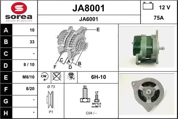 SNRA JA8001 - Генератор vvparts.bg