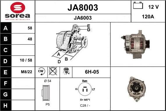 SNRA JA8003 - Генератор vvparts.bg