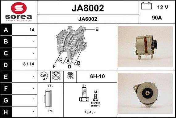 SNRA JA8002 - Генератор vvparts.bg