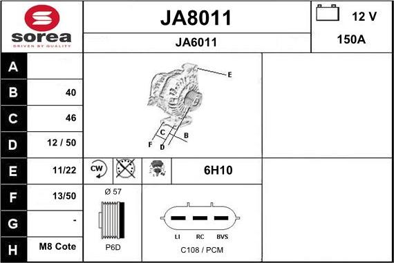 SNRA JA8011 - Генератор vvparts.bg