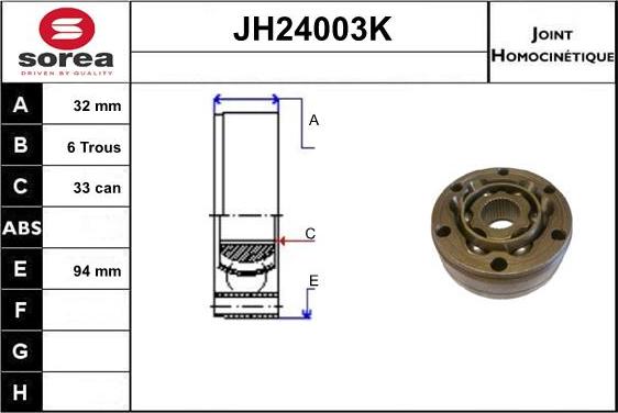 SNRA JH24003K - Каре комплект, полуоска vvparts.bg