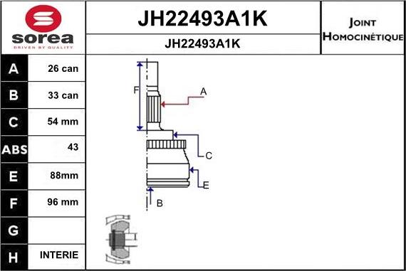 SNRA JH22493A1K - Каре комплект, полуоска vvparts.bg