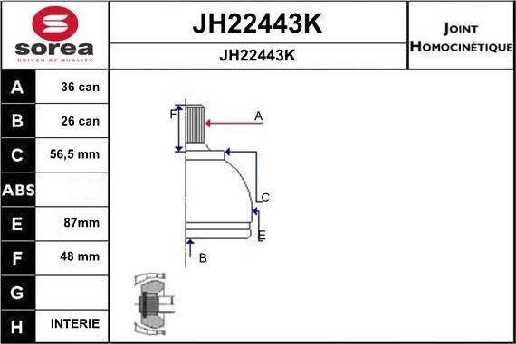 SNRA JH22443K - Каре комплект, полуоска vvparts.bg