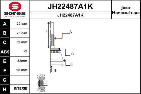 SNRA JH22487A1K - Каре комплект, полуоска vvparts.bg