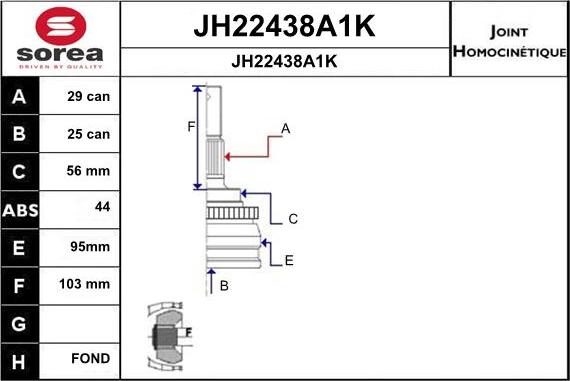 SNRA JH22438A1K - Каре комплект, полуоска vvparts.bg