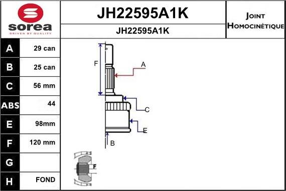 SNRA JH22595A1K - Каре комплект, полуоска vvparts.bg