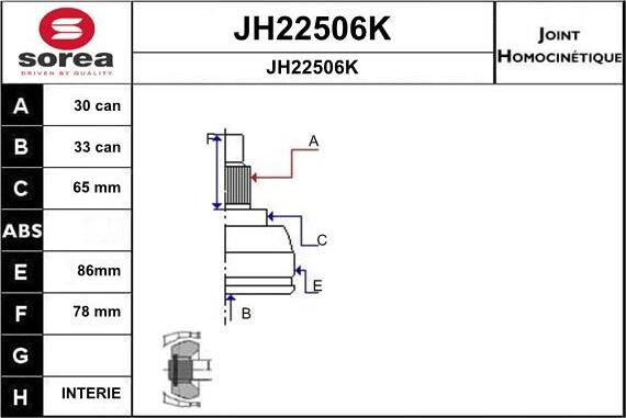 SNRA JH22506K - Каре комплект, полуоска vvparts.bg