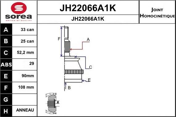 SNRA JH22066A1K - Каре комплект, полуоска vvparts.bg
