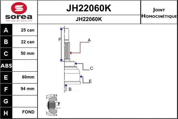 SNRA JH22060K - Каре комплект, полуоска vvparts.bg