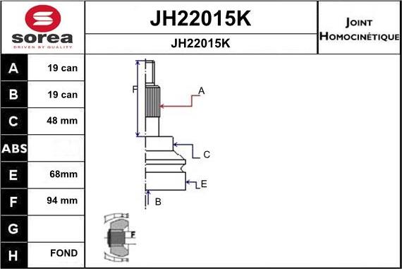 SNRA JH22015K - Каре комплект, полуоска vvparts.bg