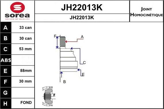 SNRA JH22013K - Каре комплект, полуоска vvparts.bg