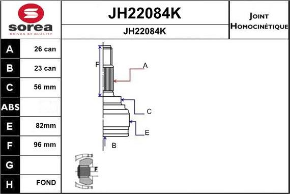 SNRA JH22084K - Каре комплект, полуоска vvparts.bg