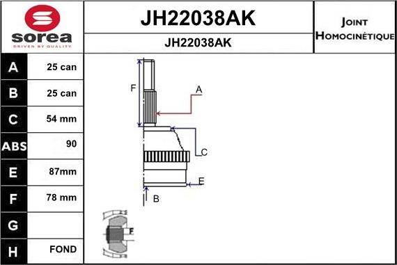 SNRA JH22038AK - Каре комплект, полуоска vvparts.bg