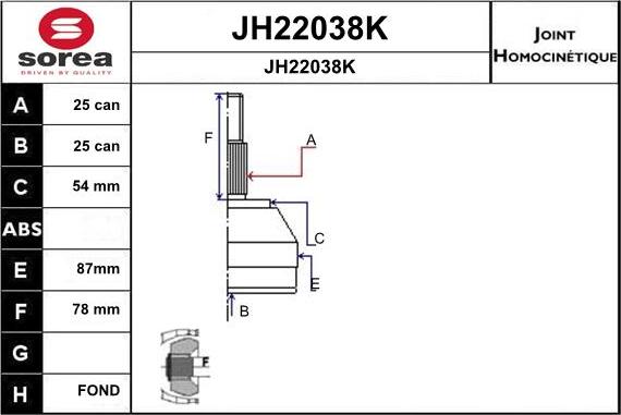 SNRA JH22038K - Каре комплект, полуоска vvparts.bg