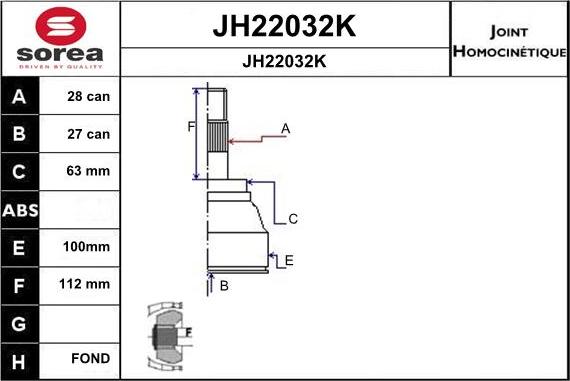 SNRA JH22032K - Каре комплект, полуоска vvparts.bg