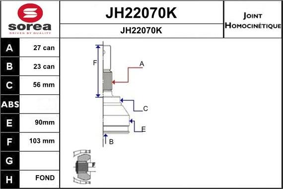 SNRA JH22070K - Каре комплект, полуоска vvparts.bg