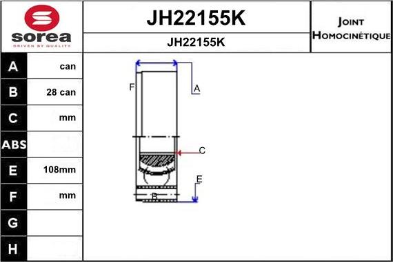 SNRA JH22155K - Каре комплект, полуоска vvparts.bg