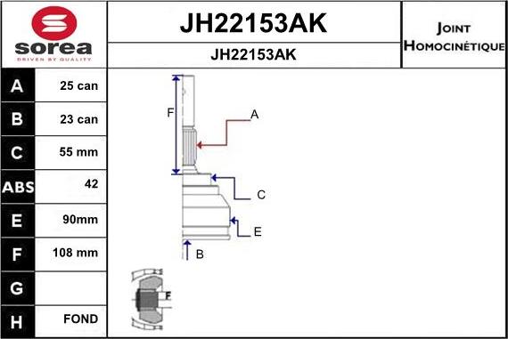 SNRA JH22153AK - Каре комплект, полуоска vvparts.bg