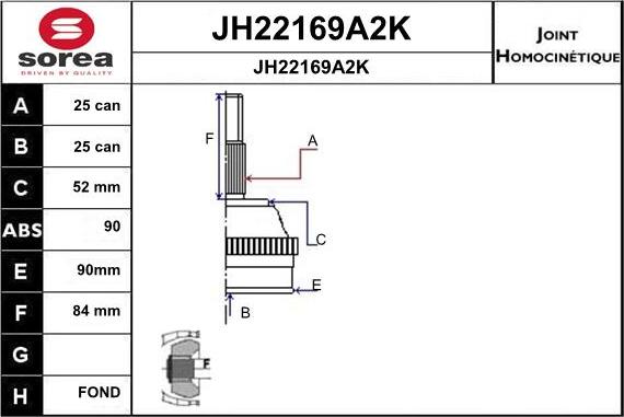 SNRA JH22169A2K - Каре комплект, полуоска vvparts.bg