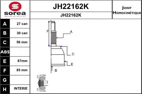 SNRA JH22162K - Каре комплект, полуоска vvparts.bg