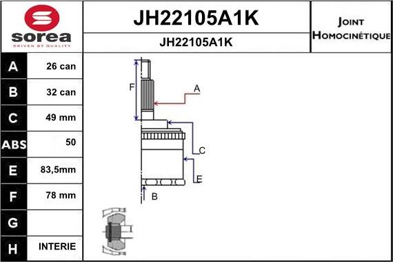 SNRA JH22105A1K - Каре комплект, полуоска vvparts.bg