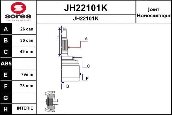 SNRA JH22101K - Каре комплект, полуоска vvparts.bg
