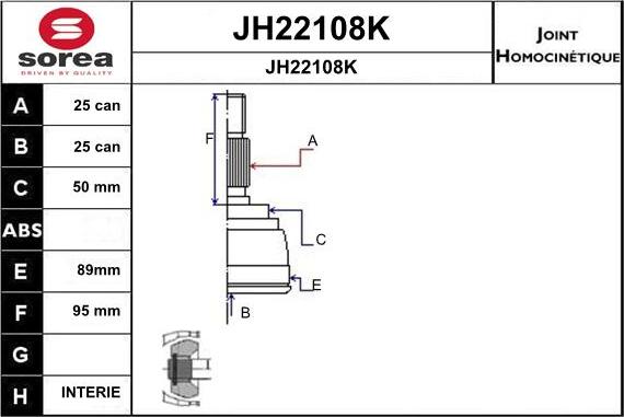 SNRA JH22108K - Каре комплект, полуоска vvparts.bg