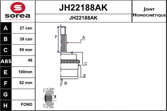 SNRA JH22188AK - Каре комплект, полуоска vvparts.bg