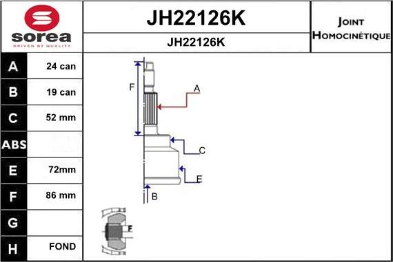 SNRA JH22126K - Каре комплект, полуоска vvparts.bg
