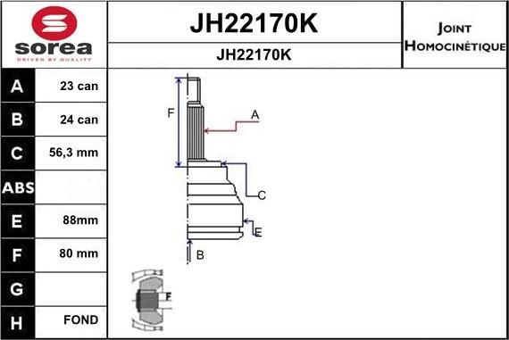 SNRA JH22170K - Каре комплект, полуоска vvparts.bg