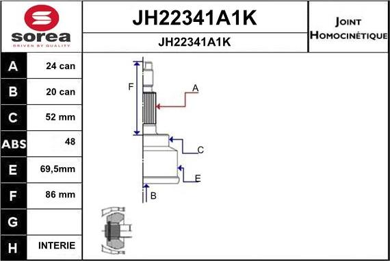 SNRA JH22341A1K - Каре комплект, полуоска vvparts.bg