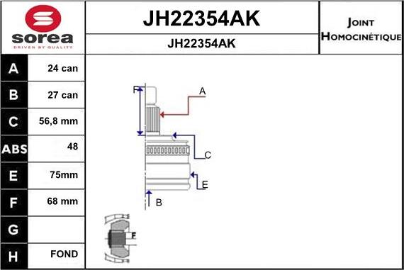 SNRA JH22354AK - Каре комплект, полуоска vvparts.bg