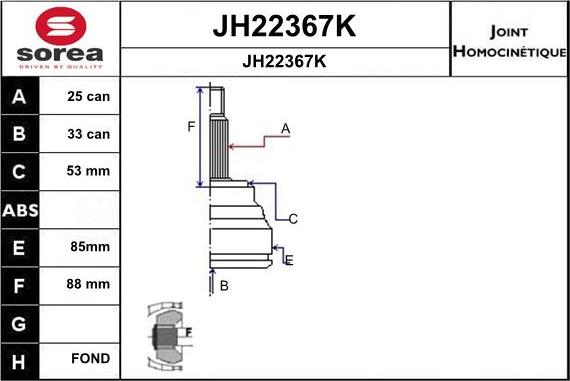 SNRA JH22367K - Каре комплект, полуоска vvparts.bg