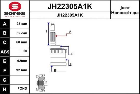SNRA JH22305A1K - Каре комплект, полуоска vvparts.bg