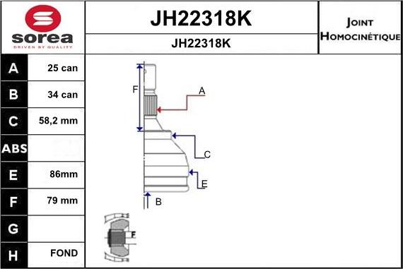 SNRA JH22318K - Каре комплект, полуоска vvparts.bg
