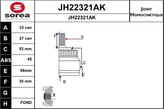 SNRA JH22321AK - Каре комплект, полуоска vvparts.bg