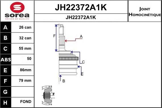 SNRA JH22372A1K - Каре комплект, полуоска vvparts.bg